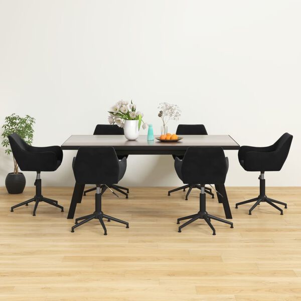 vidaXL Otočn&eacute; j&iacute;deln&iacute; židle 6 ks čern&eacute; samet