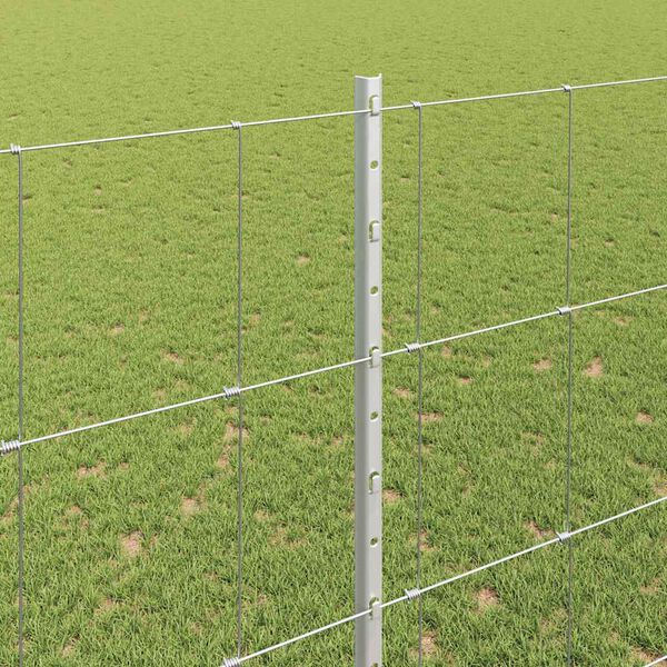 vidaXL Plot s sloupkem Stř&iacute;brn&aacute; 1,5 x 25 m Ocel