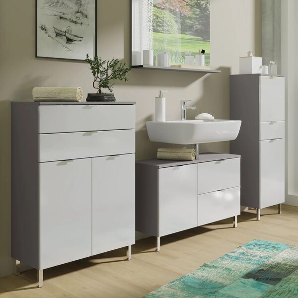 Germania Skř&iacute;ňka pod umyvadlo GW-Mauresa 34x80x56 cm grafitov&aacute; a b&iacute;l&aacute;