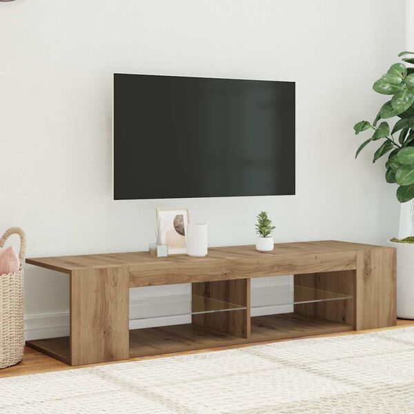 vidaXL TV stolek s LED dub artisan 135 x 39 x 30 cm kompozitn&iacute; dřevo