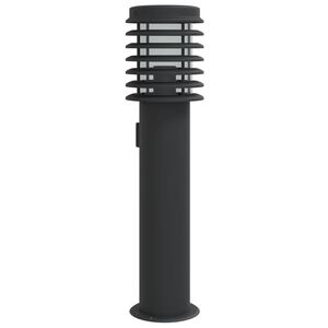 vidaXL Venkovn&iacute; stojac&iacute; lampa se z&aacute;suvkou čern&aacute; 60 cm nerezov&aacute; ocel