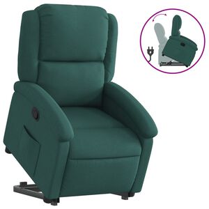 vidaXL Zvedac&iacute; polohovac&iacute; křeslo tmavě zelen&eacute; textil