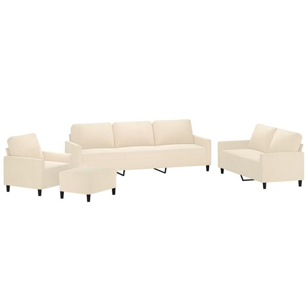 vidaXL 4d&iacute;ln&aacute; sedac&iacute; souprava s podu&scaron;kami kr&eacute;mov&aacute; samet