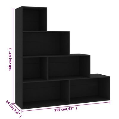 vidaXL Knihovna/zástěna do pokoje černá 155 x 24 x 160 cm dřevotříska