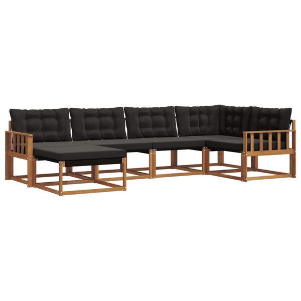 vidaXL Venkovn&iacute; pohovkov&aacute; souprava s pol&scaron;t&aacute;řem 6 pcs Přirozen&aacute; a čern&aacute;