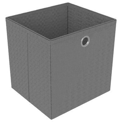 vidaXL Výstavní police 4 přihrádky s boxy šedá 69x30x72,5 cm textil