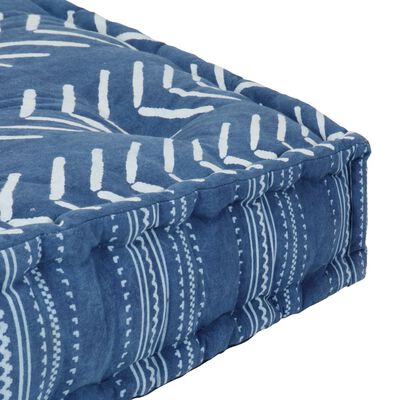 vidaXL Sedací puf čtverec bavlna vzor ručně vyrobený 50x50x12 cm modrý