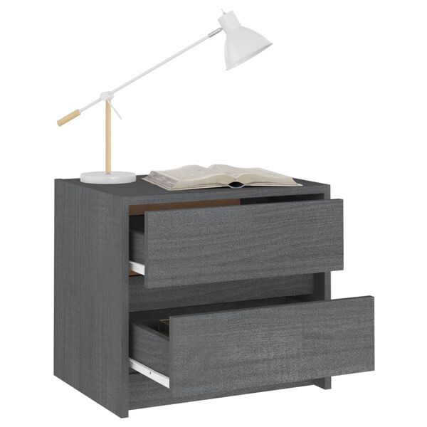 vidaXL Nočn&iacute; stolek &scaron;ed&yacute; 40 x 30,5 x 35,5 cm masivn&iacute; borov&eacute; dřevo