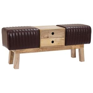 vidaXL lavice 110 x 30 x 45 cm Prav&aacute; kůže Tmavě hněd&aacute;