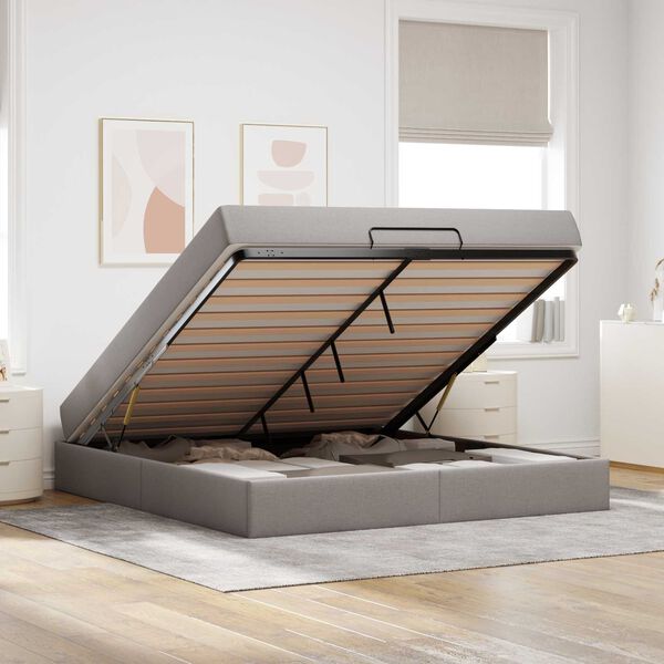 vidaXL R&aacute;m postele s matrac&iacute; s matrac&iacute; 2 pcs Taupe textil