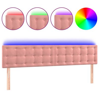 vidaXL Čelo postele s LED růžové 160x5x78/88 cm samet