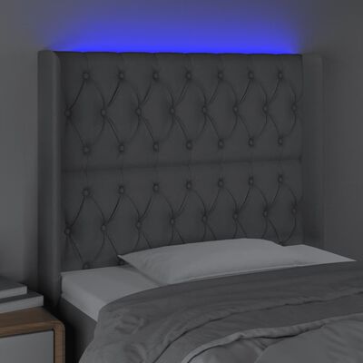 vidaXL Čelo postele s LED světle šedé 103x16x118/128 cm textil