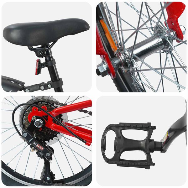 vidaXL Dětsk&eacute; Kolo 24 palců 6-Speed pro 8-12 let Červen&aacute;