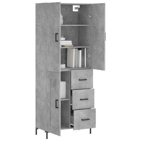 vidaXL Skř&iacute;ň highboard betonově &scaron;ed&aacute; 69,5x34x180 cm kompozitn&iacute; dřevo