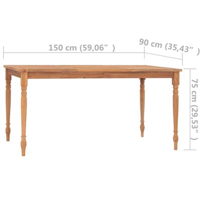 vidaXL Stůl Batavia 150 x 90 x 75 cm masivní teakové dřevo