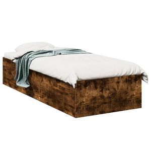 vidaXL R&aacute;m postele bez matrace kouřov&yacute; dub 75x190 cm kompozitn&iacute; dřevo