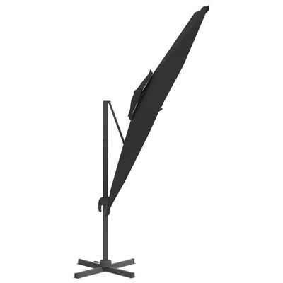 vidaXL Konzolový slunečník s dvojitou stříškou černý 300 x 300 cm