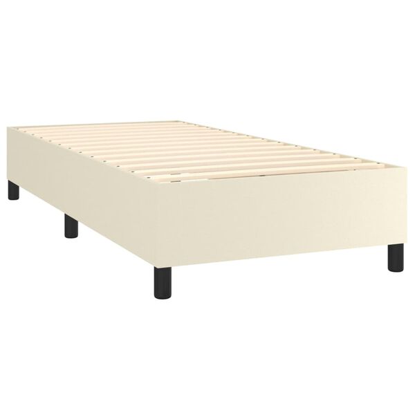 vidaXL Box spring postel s matrac&iacute; kr&eacute;mov&aacute; 90x200 cm uměl&aacute; kůže
