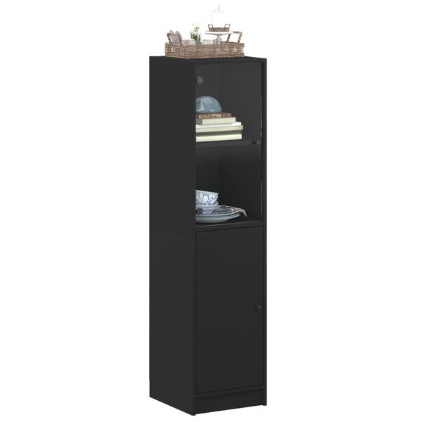 vidaXL Highboard se skleněn&yacute;mi dv&iacute;řky čern&yacute; 35 x 37 x 142 cm