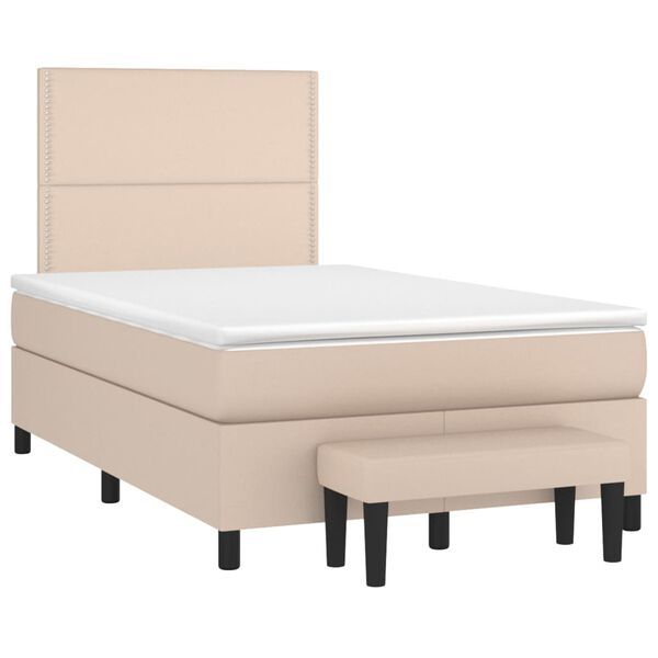 vidaXL Box spring postel s matrac&iacute; cappuccino 120x200 cm uměl&aacute; kůže