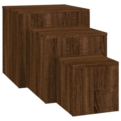 vidaXL Odkládací stolky 3 ks hnědý dub kompozitní dřevo