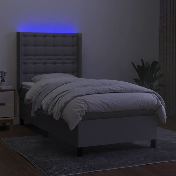 vidaXL Box spring postel s matrac&iacute; a LED světle &scaron;ed&aacute; 80x200 cm textil