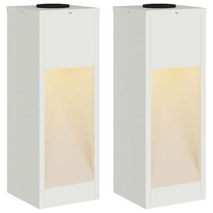 vidaXL Sol&aacute;rn&iacute; LED osvětlen&iacute; cesty 2 pcs B&iacute;l&aacute; Studeně v&aacute;lcovan&aacute; ocel
