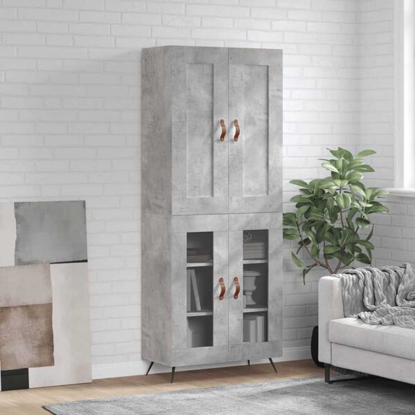 vidaXL Skř&iacute;ň highboard betonově &scaron;ed&aacute; 69,5x34x180 cm kompozitn&iacute; dřevo