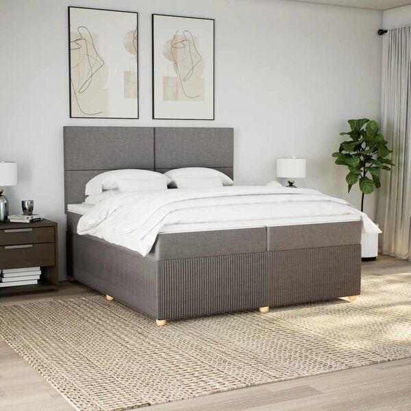 vidaXL Box spring postel s matrac&iacute; taupe 200x200 cm textil