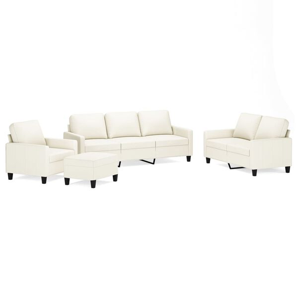 vidaXL 4d&iacute;ln&aacute; sedac&iacute; souprava s podu&scaron;kami kr&eacute;mov&aacute; uměl&aacute; kůže