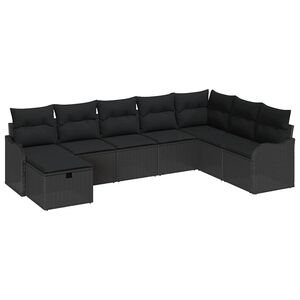 vidaXL Set pohovek s pol&scaron;t&aacute;řem s &uacute;loži&scaron;těm Čern&aacute; polyratan