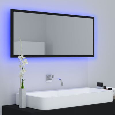 vidaXL LED koupelnové zrcadlo černé 100 x 8,5 x 37 cm akrylové