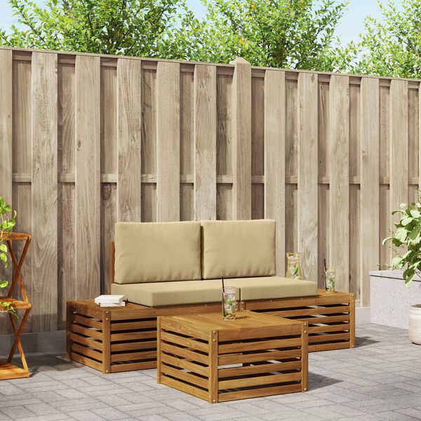 vidaXL Venkovn&iacute; pohovkov&aacute; souprava 3 Kus Přirozen&aacute; a B&eacute;žov&aacute;