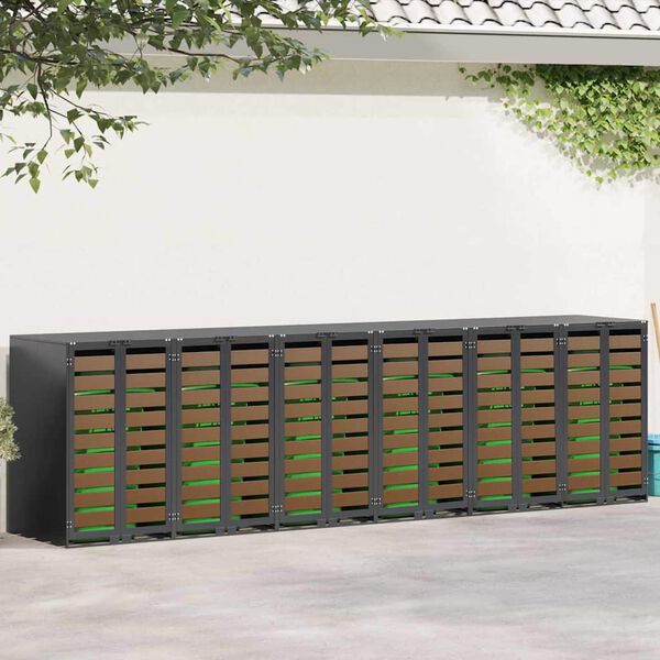 vidaXL &Uacute;ložn&yacute; box na 3 popelnice Antracit 340 x 77,5 x 115,5 cm Ocel