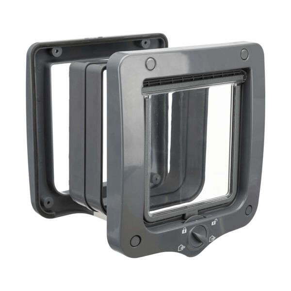 TRIXIE 4cestná dvířka pro kočky s 2 tunely šedá