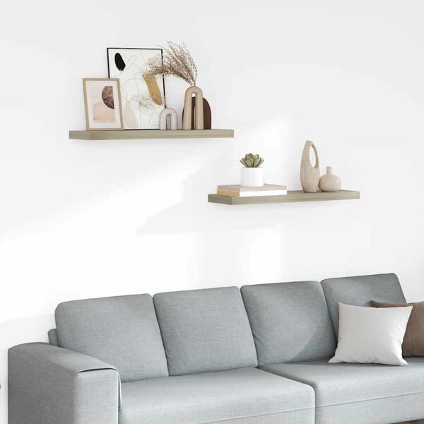 vidaXL Plovouc&iacute; n&aacute;stěnn&eacute; police 2 ks dub 80 x 23,5 x 3,8 cm MDF