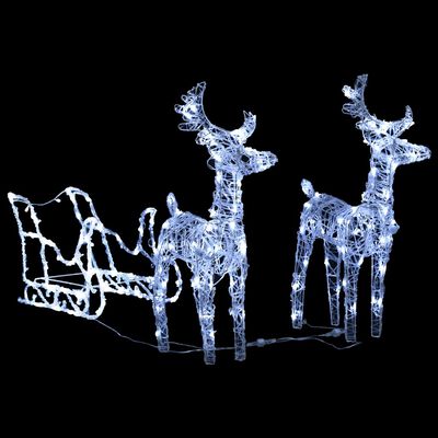 vidaXL Vánoční sobi se sáněmi 160 LED 130 cm akryl