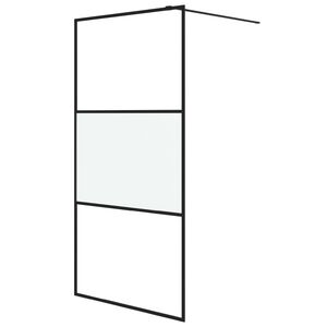 vidaXL Sprchov&aacute; z&aacute;stěna walk-in čern&aacute; 100x195 cm napůl ml&eacute;čn&eacute; ESG sklo