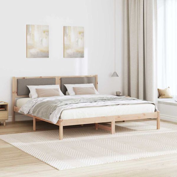 vidaXL R&aacute;m postele s čelo Taupe 180 x 200 cm Masivn&iacute; borov&eacute; dřevo