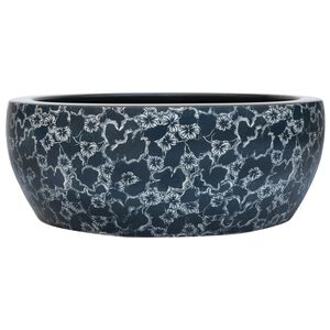 vidaXL Umyvadlo na desku čern&eacute; a modr&eacute; kulat&eacute; &Phi; 41 x 14 cm keramika