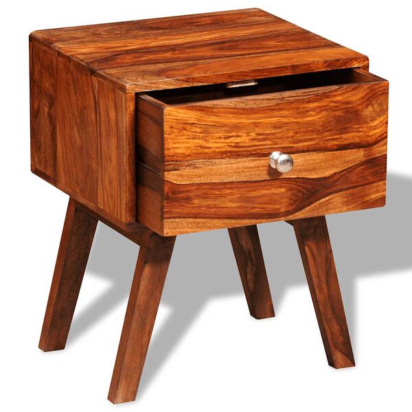 Nočn&iacute; stolek z masivn&iacute; ak&aacute;cie s 1 z&aacute;suvkou, vintage, 55 cm