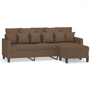 vidaXL 3m&iacute;stn&aacute; pohovka s podnožkou hněd&aacute; 180 cm textil