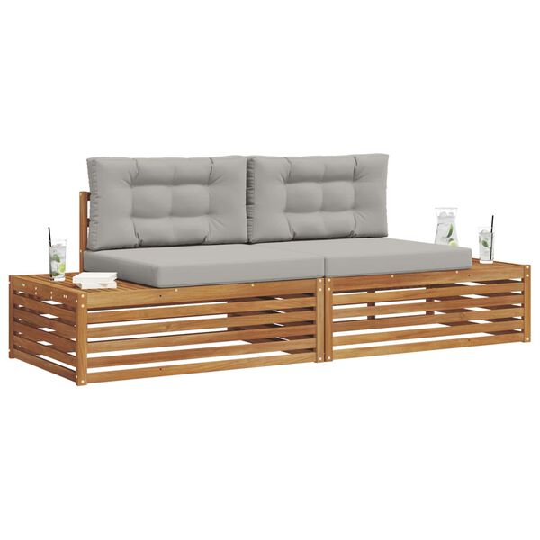 vidaXL Venkovn&iacute; pohovkov&aacute; souprava 2 Kus Př&iacute;rodn&iacute; a světle &scaron;ed&aacute;