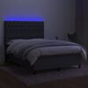 vidaXL Box spring postel s matrac&iacute; a LED tmavě &scaron;ed&aacute; 140x190 cm textil
