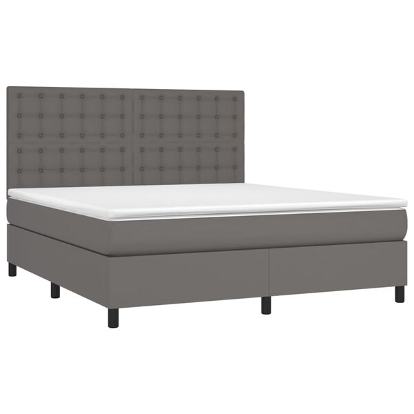 vidaXL Box spring postel s matrac&iacute; &scaron;ed&aacute; 180x200 cm uměl&aacute; kůže