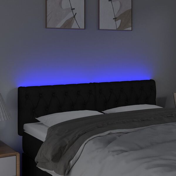 vidaXL Čelo postele s LED čern&eacute; 160 x 7 x 78/88 cm textil