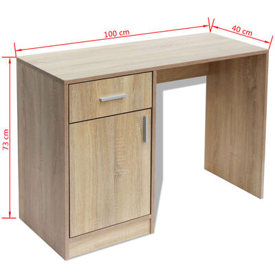 vidaXL Psací stůl se zásuvkou a skříňkou dub 100x40x73 cm