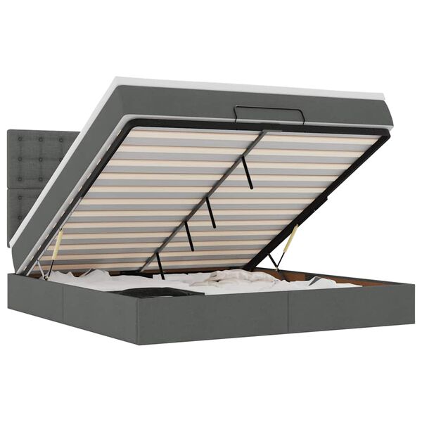 vidaXL Osmanský rám postele s matrací tmavě šedá 180x200cm textil