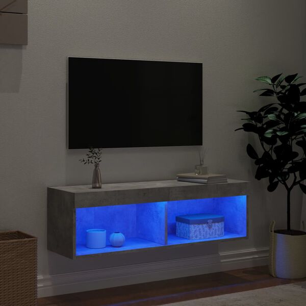 vidaXL TV skř&iacute;ňka s LED osvětlen&iacute;m betonově &scaron;ed&aacute; 100 x 30 x 30 cm