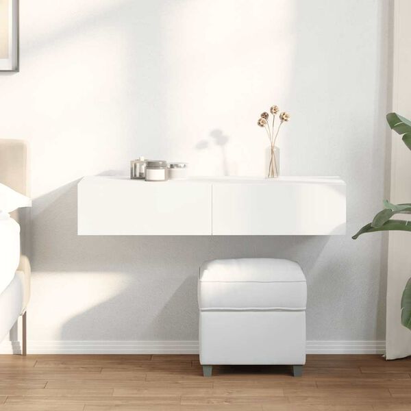 vidaXL N&aacute;stěnn&aacute; police se z&aacute;suvkami b&iacute;l&aacute; 100x36x19 cm kompozitn&iacute; dřevo